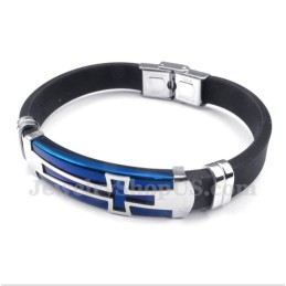 Pulseira Masculina De Titânio E Borracha Com Cruz