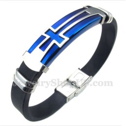 Pulseira Masculina De Titânio E Borracha Com Cruz