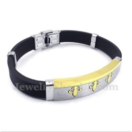Pulseira Masculina De Borracha De Titânio E Ouro