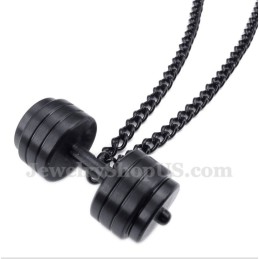 Pingente De Halteres De Titânio Masculino Com Corrente Grátis
