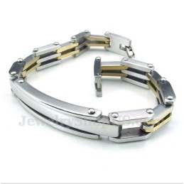Pulseira Masculina Banhada A Ouro Em Titânio