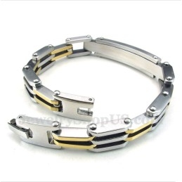 Pulseira Masculina Banhada A Ouro Em Titânio