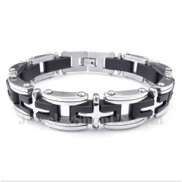 Pulseira Masculina De Titânio Com Cruz
