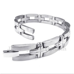 Pulseira Masculina De Titânio Com Cruz