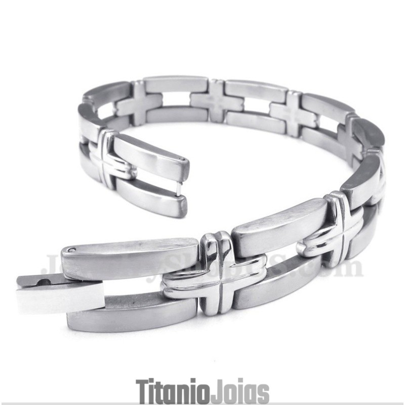 Pulseira Masculina De Titânio Com Cruz Pulseira Masculina De Titânio Com Cruz