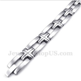 Pulseira Masculina De Titânio Com Cruz