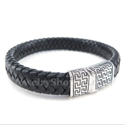 Pulseira Masculina De Couro De Titânio