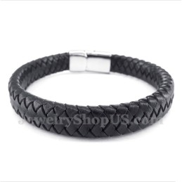Pulseira Masculina De Couro De Titânio