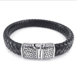 Pulseira Masculina De Couro De Titânio