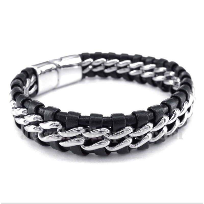 Pulseira Masculina De Couro De Titânio Pulseira Masculina De Couro De Titânio