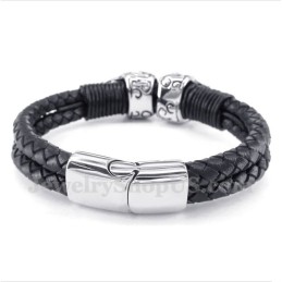 Pulseira Masculina De Couro De Titânio
