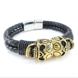 Pulseira Masculina De Couro De Titânio