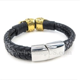 Pulseira Masculina De Couro De Titânio