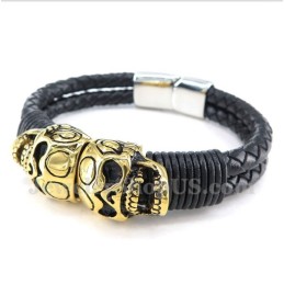 Pulseira Masculina De Couro De Titânio