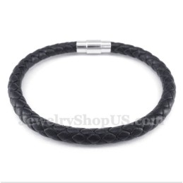 Pulseira De Couro Preta Masculina