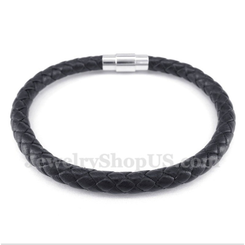 Pulseira De Couro Preta Masculina Pulseira De Couro Preta Masculina