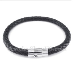 Pulseira De Couro Preta Masculina