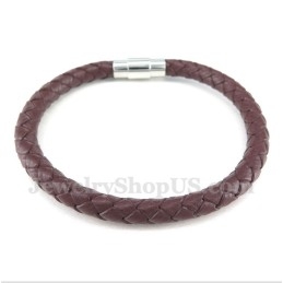 Pulseira Masculina De Couro E Titânio