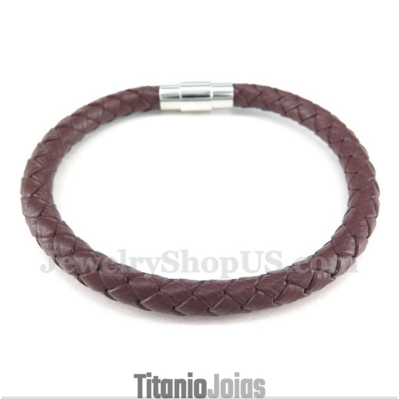 Pulseira Masculina De Couro E Titânio Pulseira Masculina De Couro E Titânio