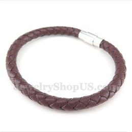 Pulseira Masculina De Couro E Titânio