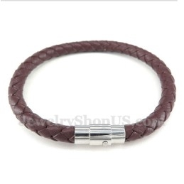 Pulseira Masculina De Couro E Titânio