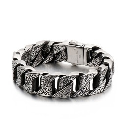 Pulseira De Titânio Floral Retrô Com Personalidade Descolada Para Homens