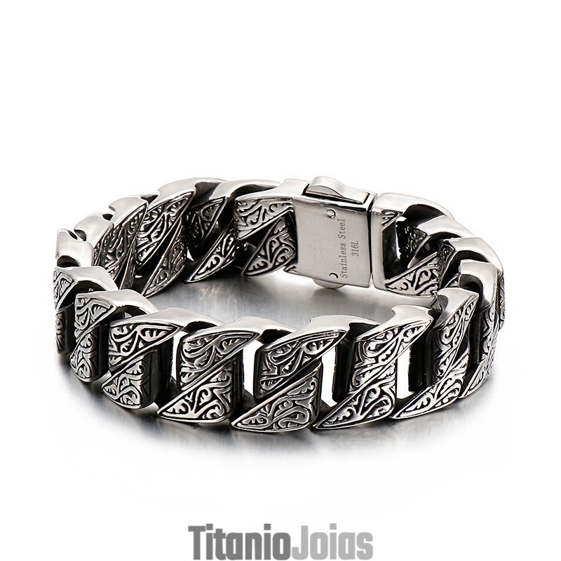 Pulseira De Titânio Floral Retrô Com Personalidade Descolada Para Homens Pulseira De Titânio Floral Retrô Com Personalidade Descolada Para Homens