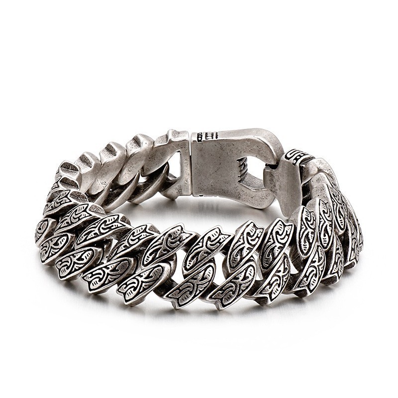 Pulseira De Titânio Floral Retrô Com Personalidade Descolada Para Homens Pulseira De Titânio Floral Retrô Com Personalidade Descolada Para Homens