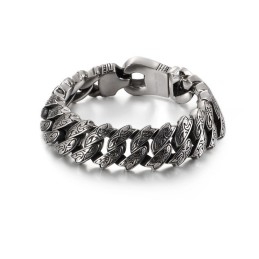 Pulseira De Titânio Floral Retrô Com Personalidade Descolada Para Homens