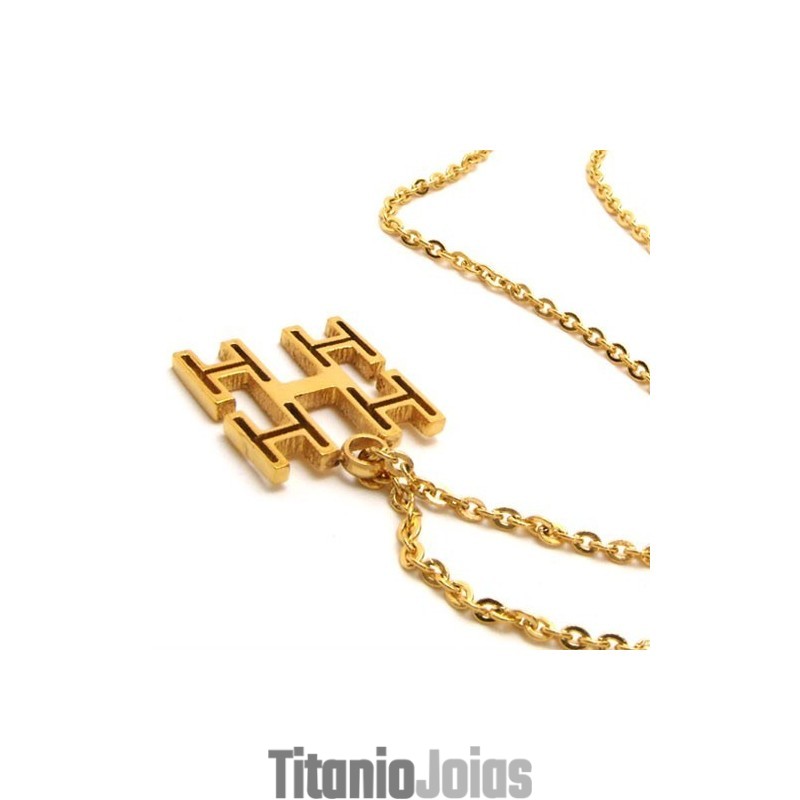 Colar De Correntes Douradas De Titânio De 15,7 Polegadas Colar De Correntes Douradas De Titânio De 15,7 Polegadas