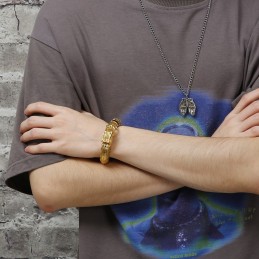 Pulseira Masculina De Titânio Com Padrão De Escamas De Dragão Vintage