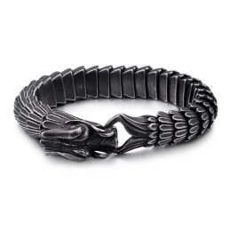 Pulseira Masculina De Titânio Com Padrão De Escamas De Dragão Vintage
