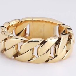 Nova Pulseira De Titânio Masculina Banhada A Ouro