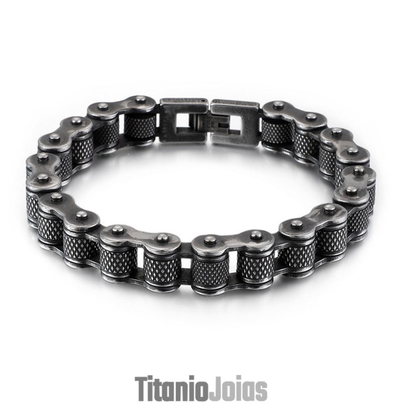 Pulseira De Bicicleta De Titânio Masculina Com Corrente De Motociclista Pulseira De Bicicleta De Titânio Masculina Com Corrente De Motociclista