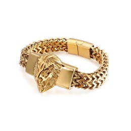 Pulseira De Titânio Com Cabeça De Leão Retrô Para Homens
