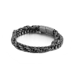 Pulseira Masculina De Titânio Com Dupla Camada