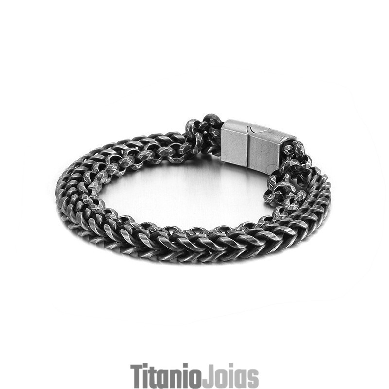 Pulseira Masculina De Titânio Com Dupla Camada Pulseira Masculina De Titânio Com Dupla Camada