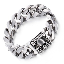 Pulseira De Corrente De Titânio Cubana Pulseira Masculina De Caveira De Titânio