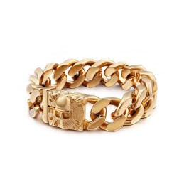 Pulseira De Corrente De Titânio Cubana Pulseira Masculina De Caveira De Titânio