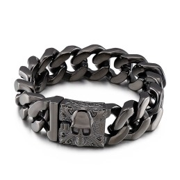 Pulseira De Corrente De Titânio Cubana Pulseira Masculina De Caveira De Titânio