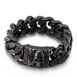 Pulseira De Corrente De Titânio Cubana Pulseira Masculina De Caveira De Titânio