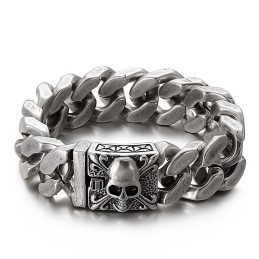 Pulseira De Corrente De Titânio Cubana Pulseira Masculina De Caveira De Titânio