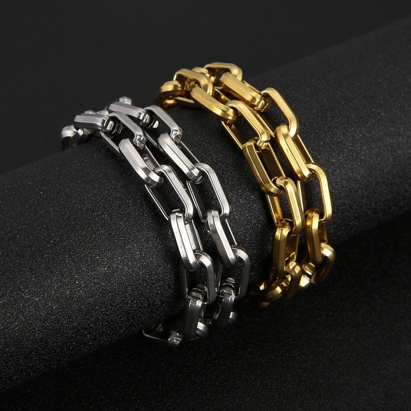 Pulseira Quadrada De Titânio Rock Hip-Hop Para Homens Pulseira Quadrada De Titânio Rock Hip-Hop Para Homens
