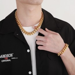 Pulseira De Titânio Com Corrente Cubana Para Homens