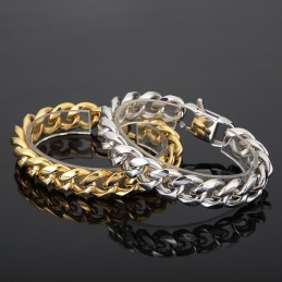 Pulseira De Titânio Com Corrente Cubana Para Homens