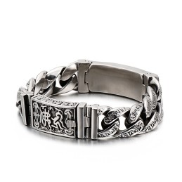 Pulseira De Titânio Com Caveira, Joia Estilosa Masculina De Titânio