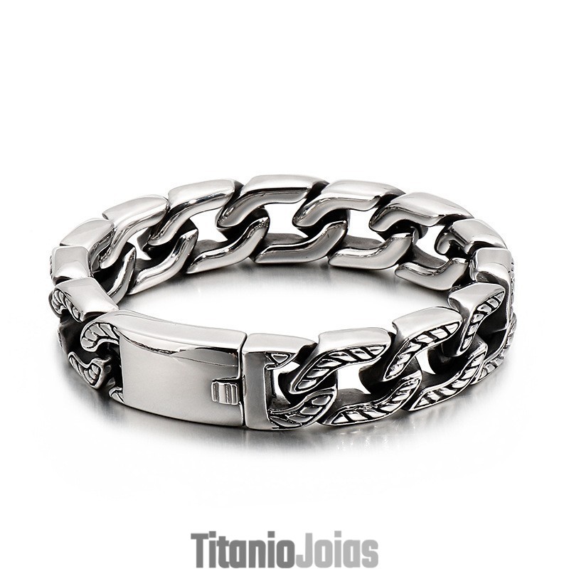 Pulseira De Titânio Com Caveira, Joia Estilosa Masculina De Titânio