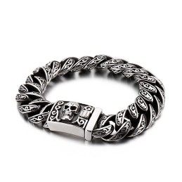 Pulseira De Titânio Com Caveira, Joia Estilosa Masculina De Titânio