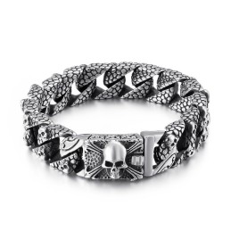 Pulseira Chic Titanium Cross Pulseira Masculina Titanium Skull