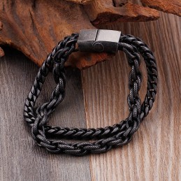 Pulseira Masculina De Titânio Dupla Camada